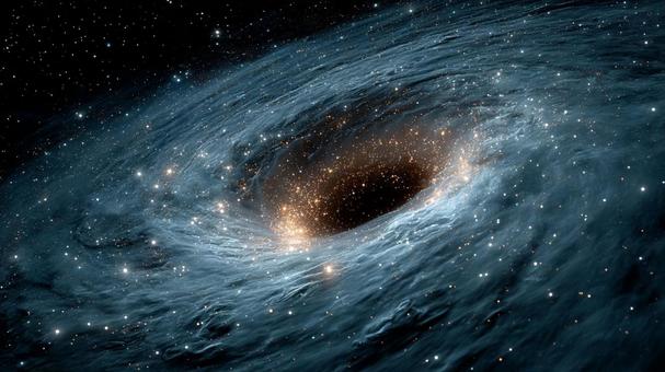 宇宙の神秘:輝く渦の中心にブラックホール 宇宙の神秘:輝く渦の中心にブラックホールの写真