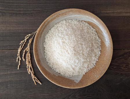 お米と稲穂_焦茶木目バック_13 お米と稲穂_焦茶木目バック_13の写真