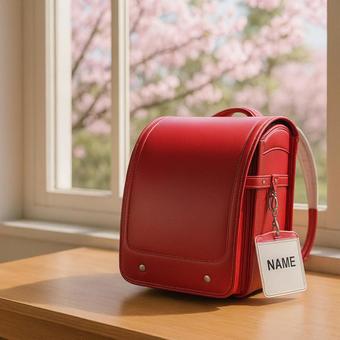 桜の窓辺とランドセル 桜の窓辺とランドセルの写真
