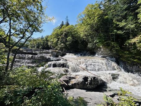 秋の三段滝 秋の三段滝 滝,芦別,芦別川の写真素材