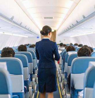 飛行機の中 飛行機の中の写真
