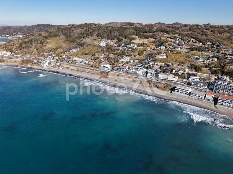 横須賀・関根海岸 ドローン,空撮,関根海岸の写真素材