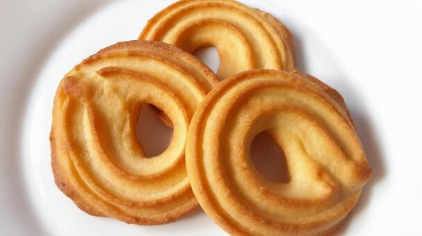 バタークッキー３枚・2 クッキー,お菓子,ビスケットの写真素材