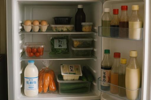 生活感のある冷蔵庫の中身の写真
