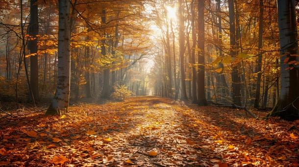 紅葉が美しい秋の小道 紅葉が美しい秋の小道の写真