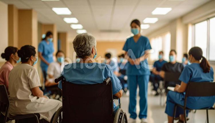 患者が自分の病気の体験談を話す患者会 患者会,患者体験,疾患の理解の写真素材