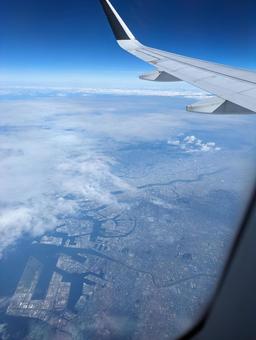 空から見た大阪府堺市と大阪市 空から見た大阪府堺市と大阪市 堺市,大阪市,淀川の写真素材