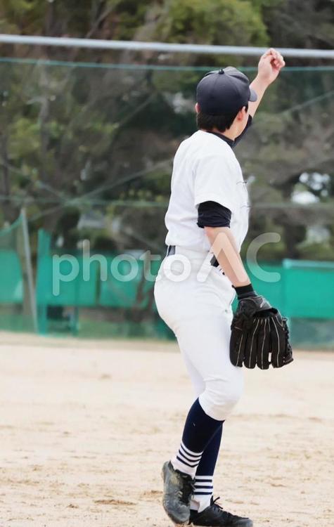 守備をする中学生の野球部 野球,守備,中学生の写真素材