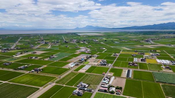 佐賀県杵島郡白石町の風景 空撮写真 佐賀県杵島郡白石町の風景 空撮写真 佐賀,白石町,佐賀県の写真素材