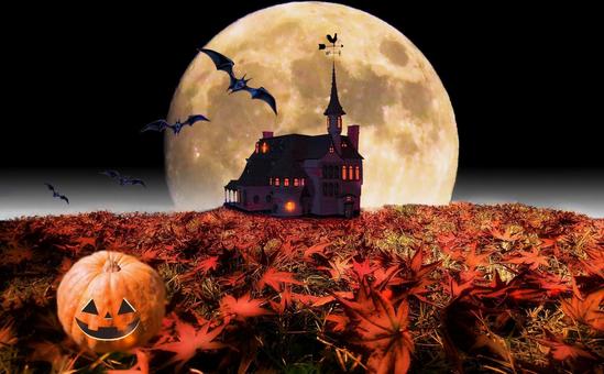 イメージ素材/ハロウィン・幻想の月夜 イメージ素材/ハロウィン・幻想の月夜 ハロウィン,月夜,月の写真素材