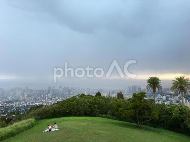ハワイの丘からの景色 ハワイの写真素材