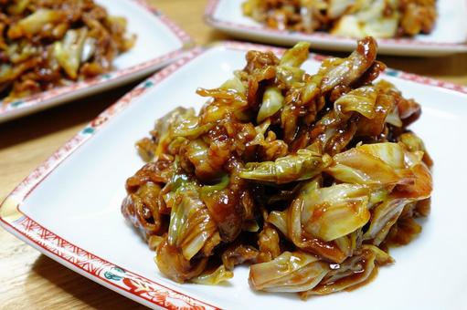 回鍋肉 回鍋肉,キャベツ,豚肉の写真素材