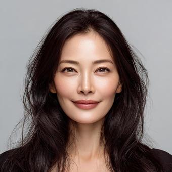 光を浴びた女性の繊細な表情の写真