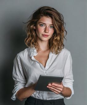 白シャツの知的女性 白シャツの知的女性の写真