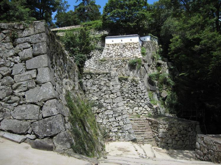 備中松山城　大手門跡の石垣と土塀　 備中松山城,高梁城,山城の写真素材