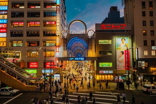 【宮城】仙台駅周辺の商店街 仙台駅,宮城,夕日の写真素材