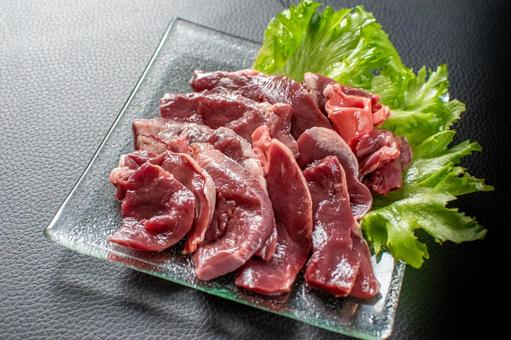 猪ハツのカット盛り付け イノシシ,猪肉,心臓の写真素材