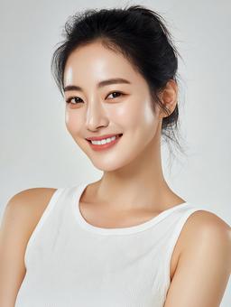 若々しい魅力:自然な笑顔で輝く女性の表情 若々しい魅力:自然な笑顔で輝く女性の表情の写真