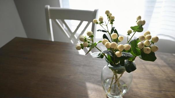 花のある暮らし　ヒペリカム ヒペリカム,白,白い実の写真素材