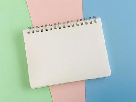Blank notebook (yellow-green, pink, light blue background), JPG Blank notebook (yellow-green, pink, light blue background), JPG
