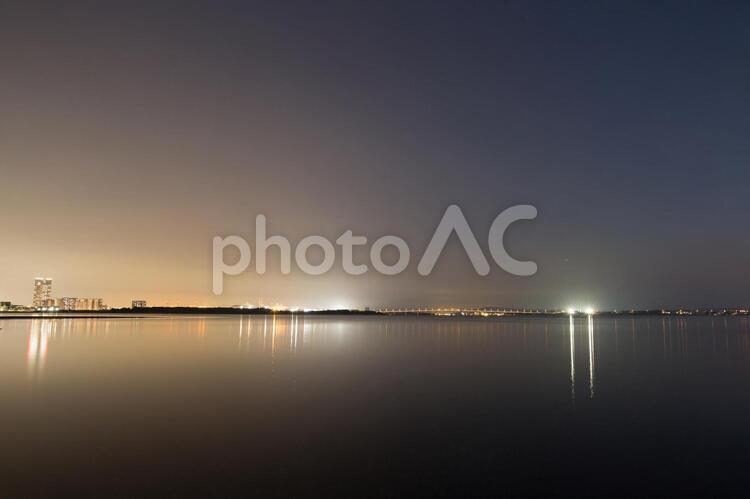 博多湾和白干潟の夜景 博多,博多湾和白干潟の夜景,タグ：博多の写真素材