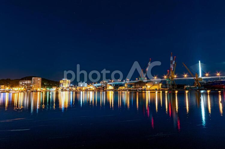 博多湾の夜５ 博多,博多湾,夜景の写真素材