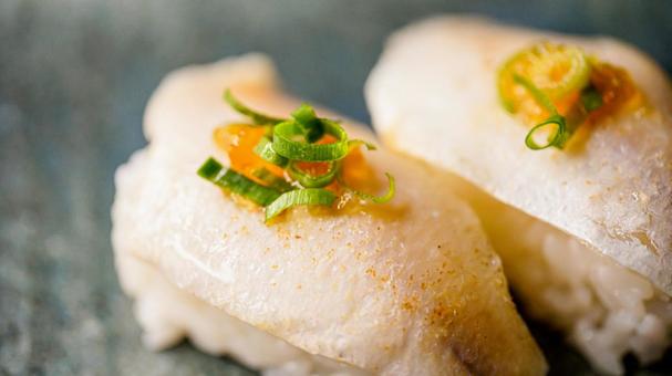 Blackthroat seaperch (Akamutsu) nigiri sushi No.2, JPG Blackthroat seaperch (Akamutsu) nigiri sushi No.2, JPG