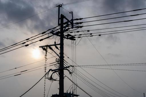 電柱のある風景 電柱のある風景 電柱,電線,電信柱の写真素材