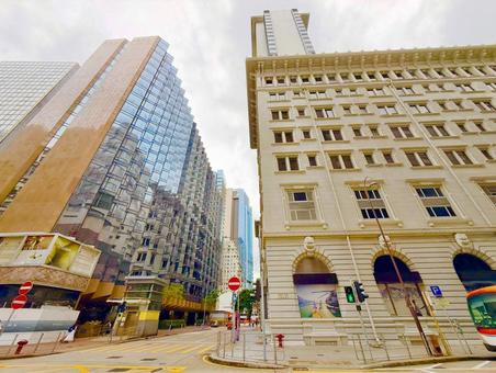 香港のおしゃれなビル群の街角 香港,街並み,町並みの写真素材