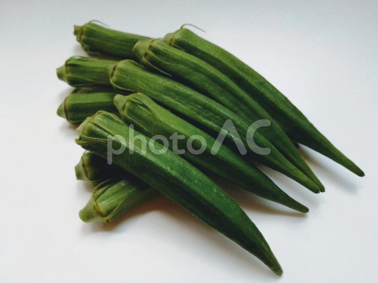 オクラ9　夏の野菜 オクラ,野菜,白背景の写真素材
