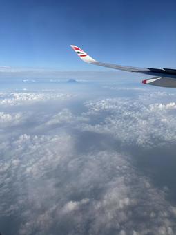 旅の途中 空,フライト,自然の写真素材
