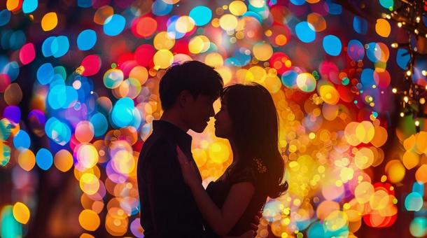 イルミネーション男女 背景 人物カップル イルミネーション男女 背景 人物カップルの写真