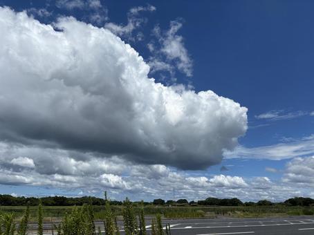 田舎道 空,太陽,晴れの写真素材
