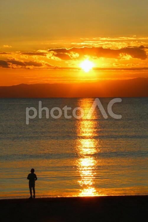 江の島の夕日 江の島,夕日,太陽の写真素材