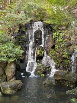 枯山水庭園の滝 由志園,枯山水,庭園の写真素材