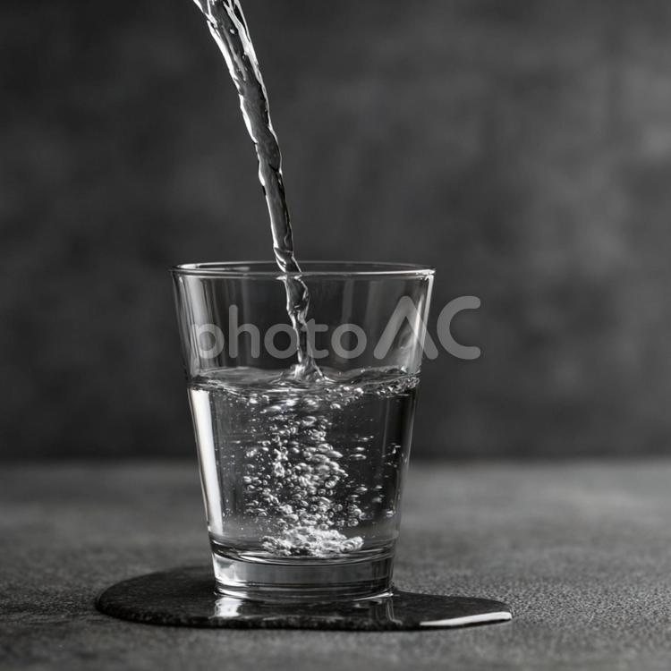 水がもたらす静寂と清涼感 水,グラス,注ぐの写真素材
