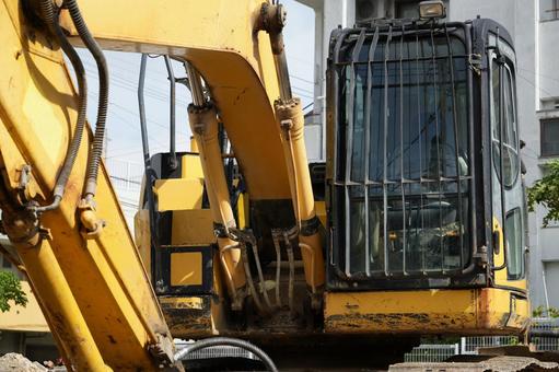 工事現場のパワーショベル ショベルカー,土木,重機の写真素材