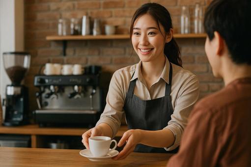 画像素材 カフェ コーヒー 女性スタッフ 画像素材 カフェ コーヒー 女性スタッフの写真