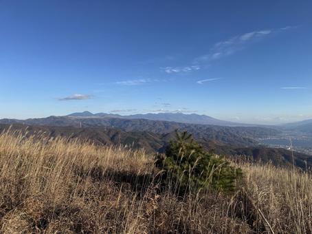 高ボッチ山から見た秋の八ヶ岳 八ヶ岳,空,雲の写真素材