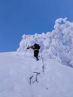雪山を登る 雪山を登るの写真