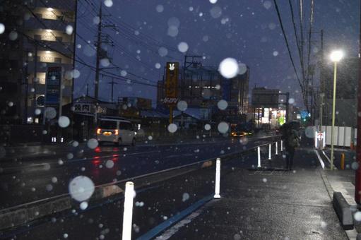 雪降る街 雪,雪降る街,街の写真素材