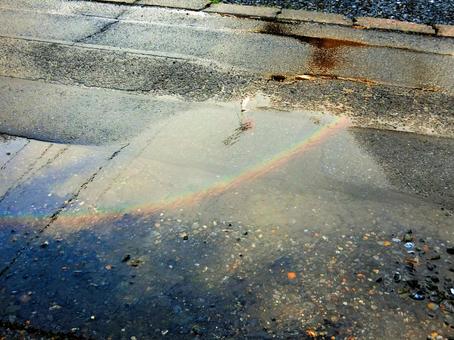 水たまりに映る虹 水たまりに映る虹 水たまり,虹,雨上がりの写真素材