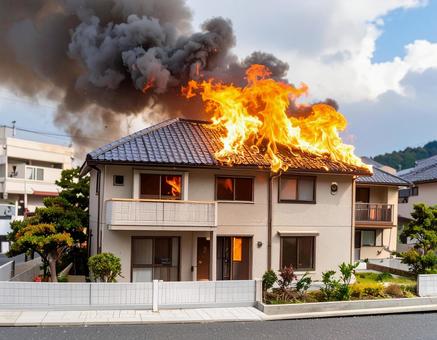 火災が起こった住宅 火災が起こった住宅の写真