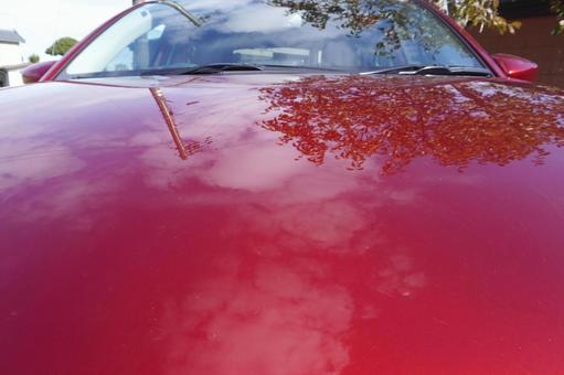 赤い車の水垢05 車,自動車,赤い車の写真素材