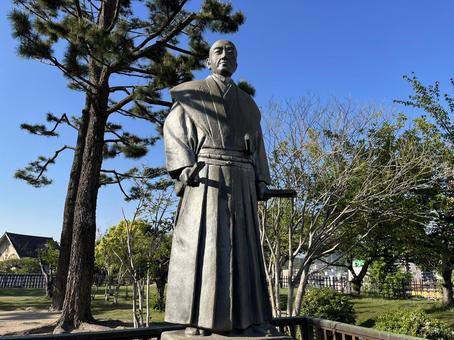 水野勝成 水野勝成像,福山城,銅像の写真素材