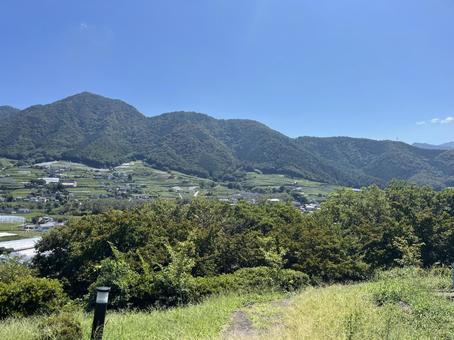 山梨の晩夏の風景1 山梨の晩夏の風景1 山梨県,笛吹,山の写真素材