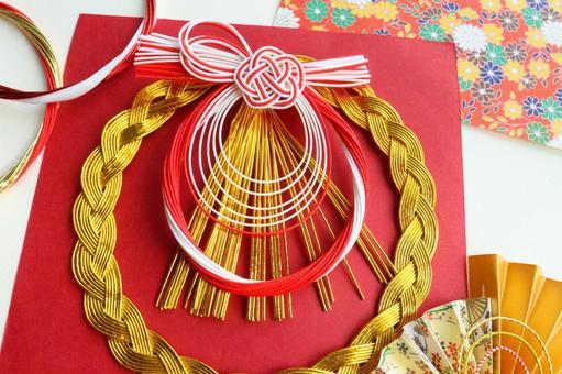 お正月の水引のリース　１ 正月,リース,飾りの写真素材