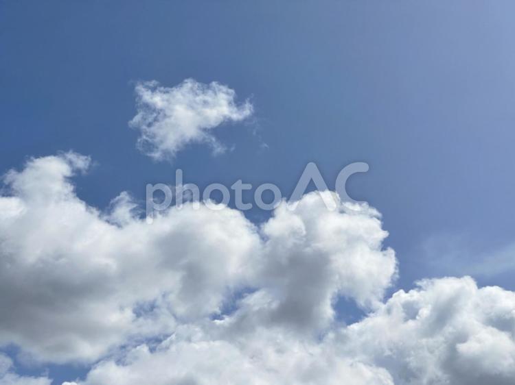 夏の晴れの日の大空にもくもく雲 空,晴れ,雲の写真素材