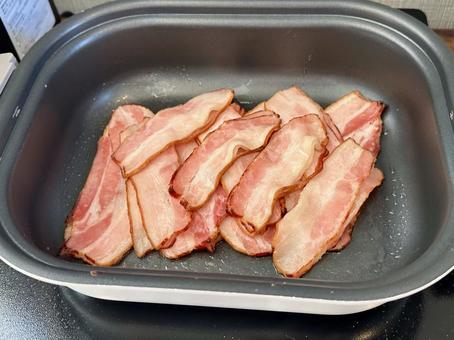 ベーコン おかず,朝食,タンパク質の写真素材