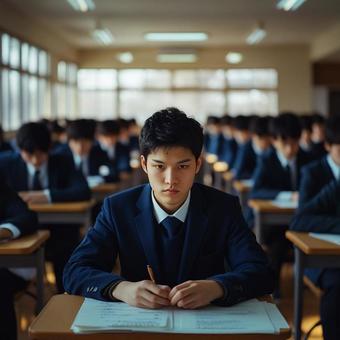 テスト中の学生 テスト中の学生の写真
